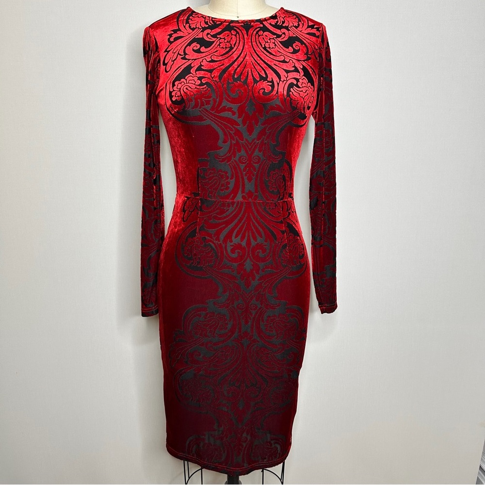 VENUS Damask Velvet Bodycon Dress